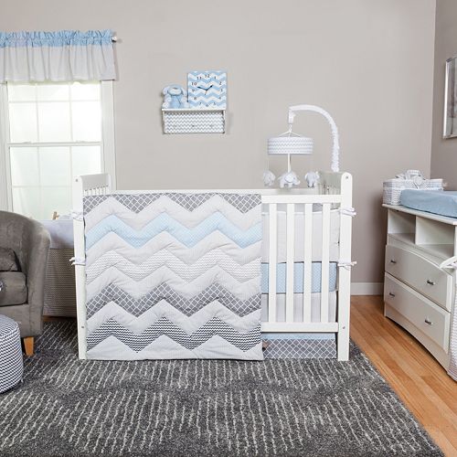 Trend Lab Blue Taffy 3 Pc Chevron Crib Bedding Set