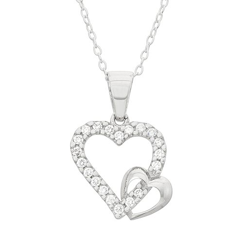 Junior Jewels Kids' Sterling Silver Cubic Zirconia Heart Pendant