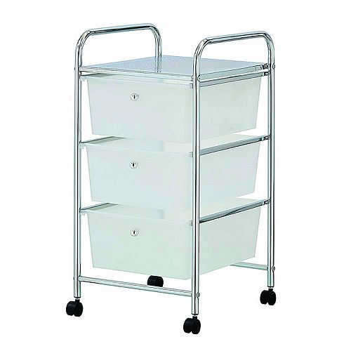 Urban Shop Plastic 3 Drawer Rolling Organizer Storage Cart