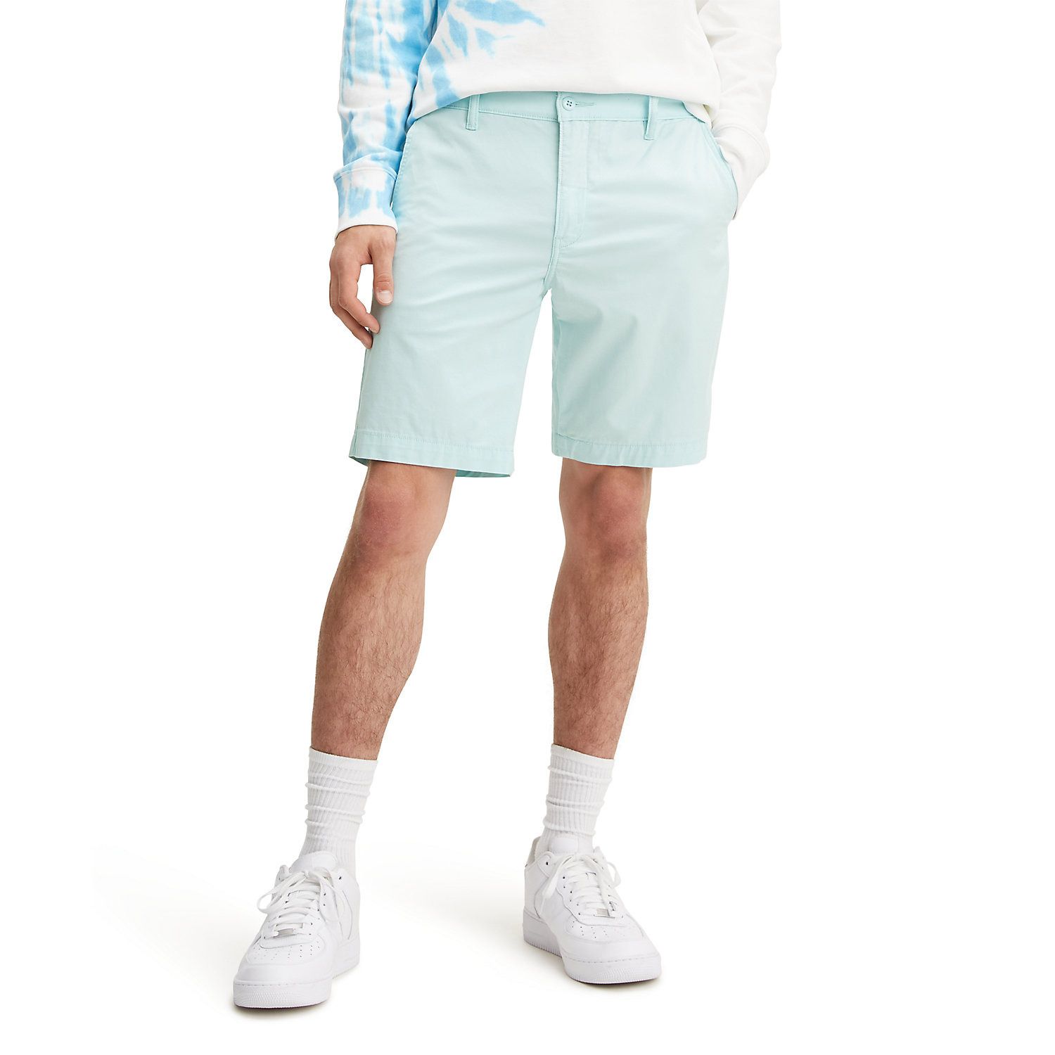 turquoise chino shorts